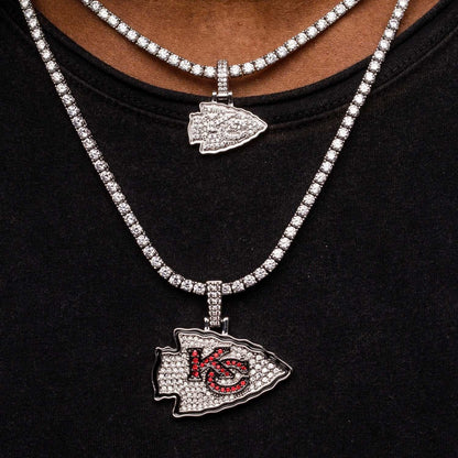 Kansas City Chiefs Official NFL Micro Logo Pendant - White Gold