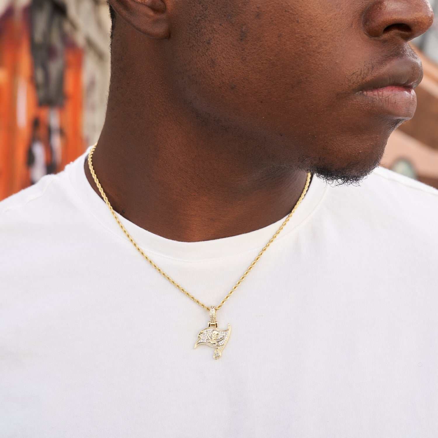 Tampa Bay Buccaneers Official NFL Micro Logo Pendant - Yellow Gold