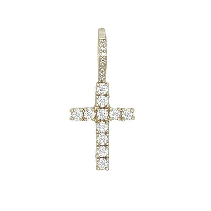 Men's Moissanite Diamond Cross Micro Pendant in Yellow Gold Vermeil