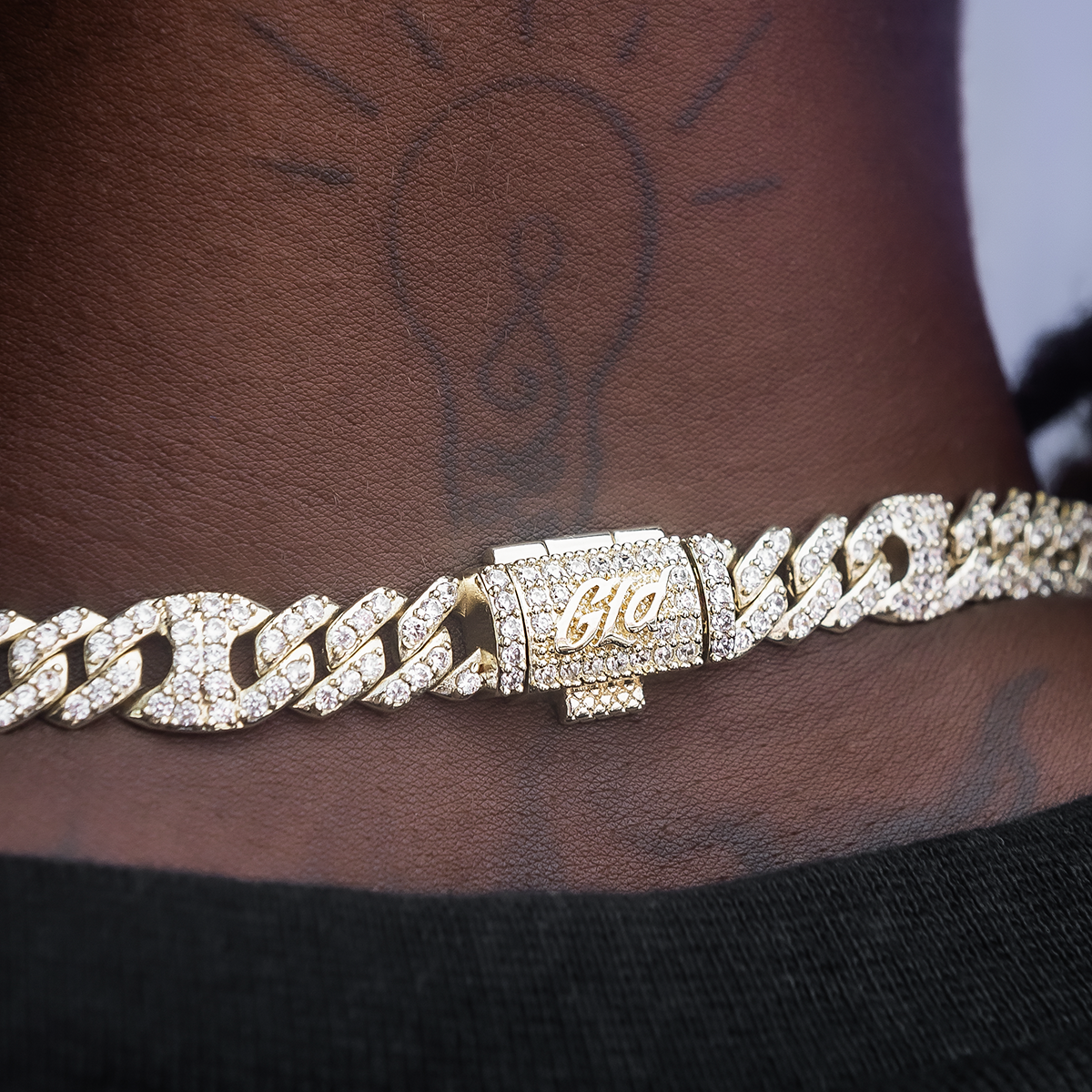 Iced Mariner Cuban Chain in Yellow Gold- 9mm