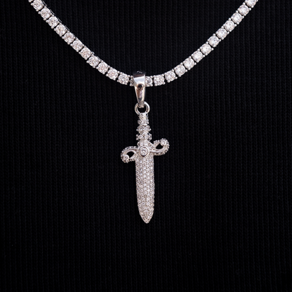 Iced Knife Pendant in White Gold