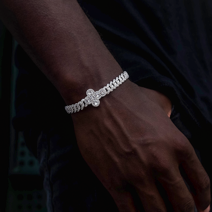 Diamond Prong Rounded Cross Bracelet