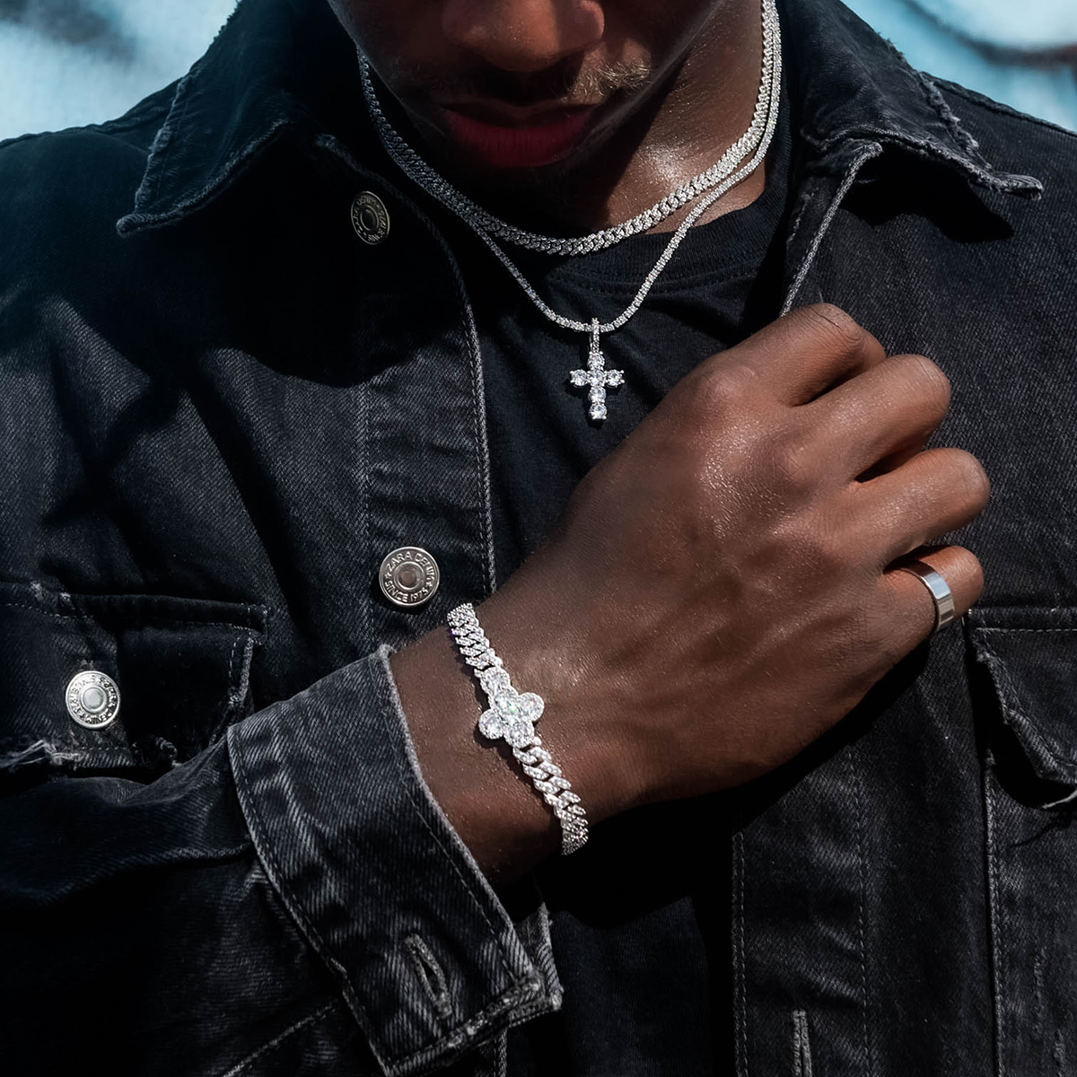 Diamond Prong Rounded Cross Bracelet