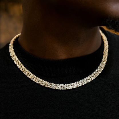 Baguette Chain Link Necklace in Yellow Gold- 8mm