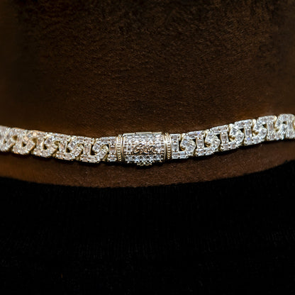 Baguette Chain Link Necklace in Yellow Gold- 8mm