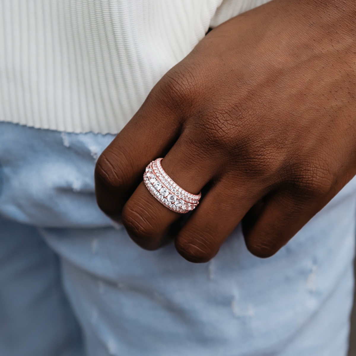 5 Layer Diamond Band Ring in Rose Gold Vermeil