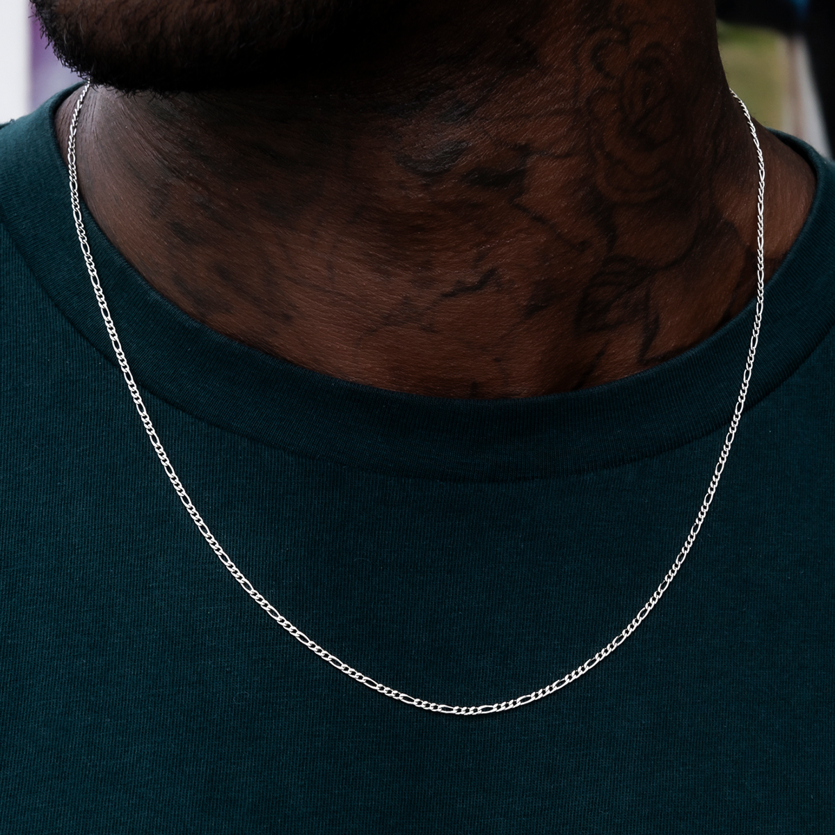 Figaro Chain in White Gold- 2mm