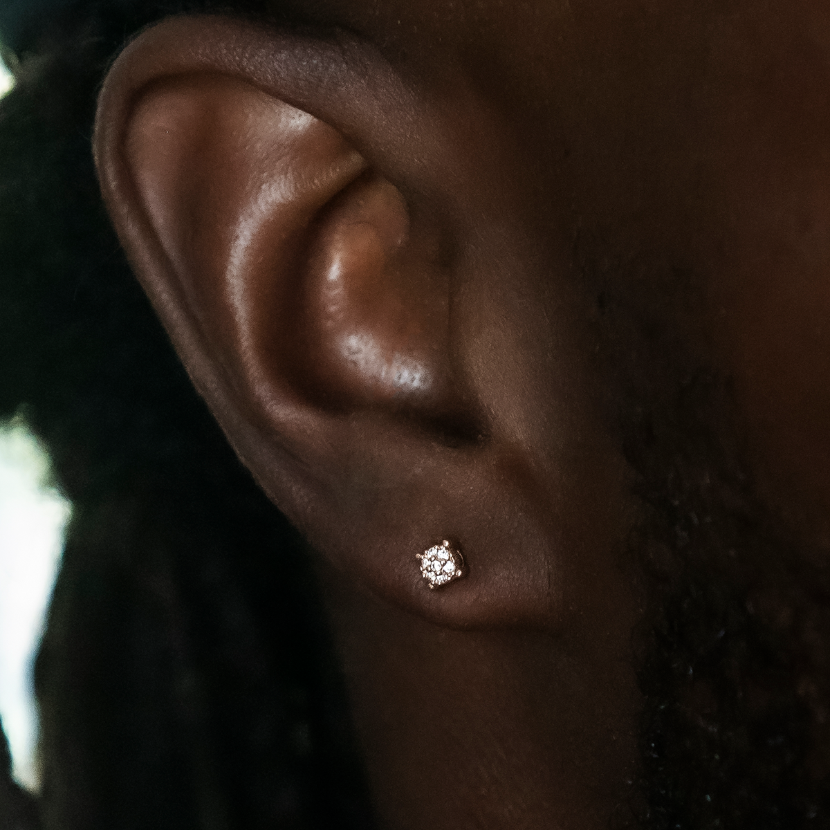 Men's 3MM Pave Round Moissanite Stud Earrings in Yellow Gold Vermeil