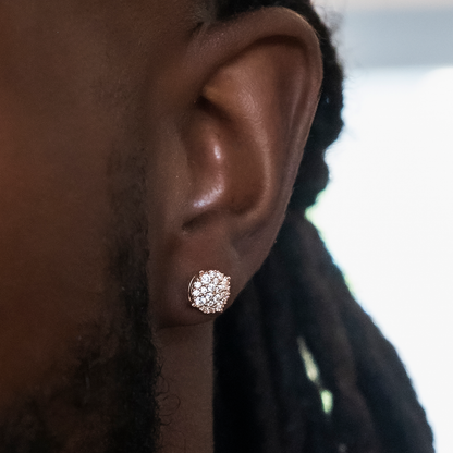 8mm Pave Round Earrings in Rose Gold