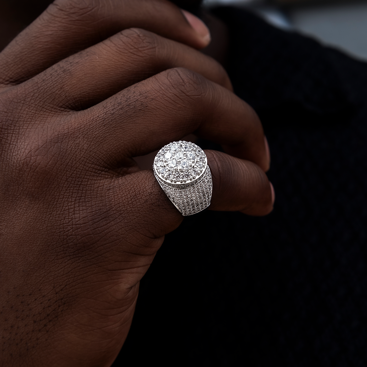 Diamond Cluster Ring in White Gold Vermeil