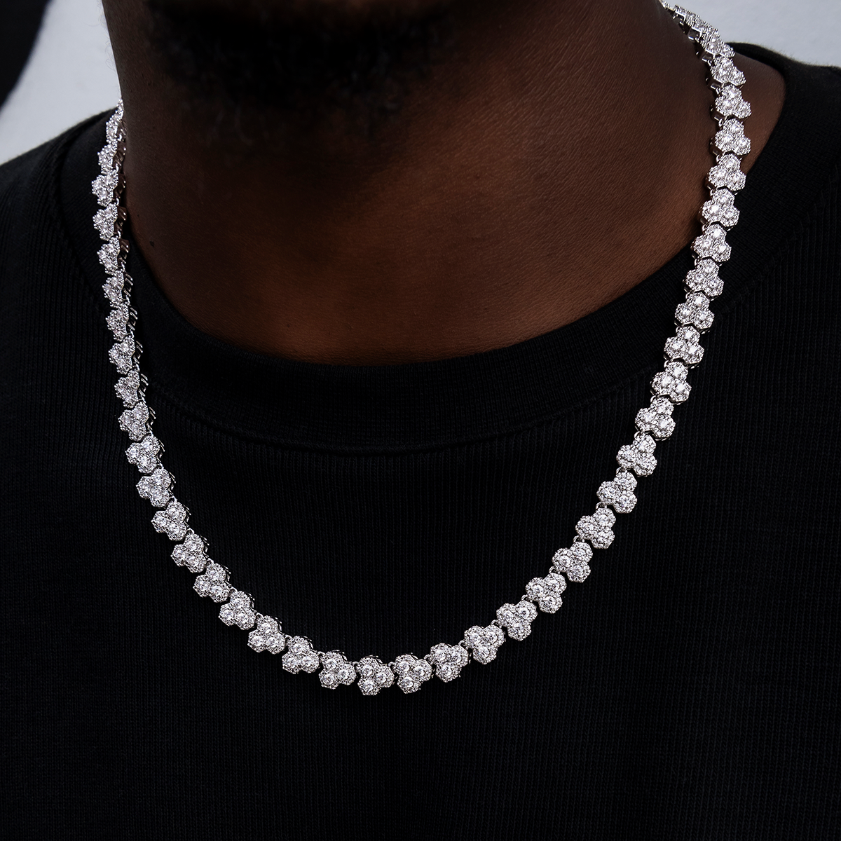 Honeycomb Chain in White Gold