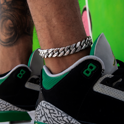 Miami Cuban Anklet in White Gold- 15mm