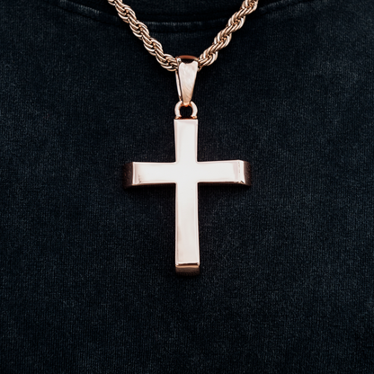 Large Simple Cross Pendant in Rose Gold