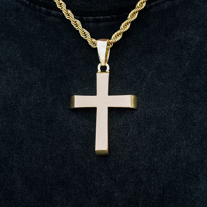 Large Simple Cross Pendant in Yellow Gold