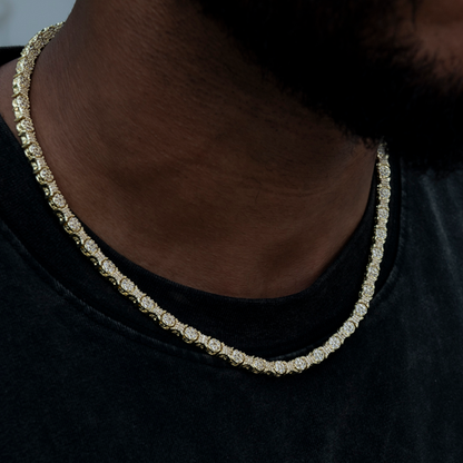 Round Pave Star Link Chain- 6mm