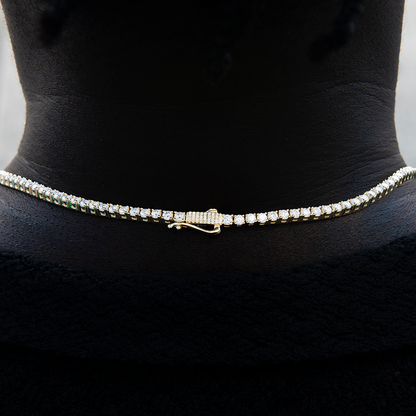 Men's Moissanite Diamond Tennis Chain in Yellow Gold Vermeil- 3mm