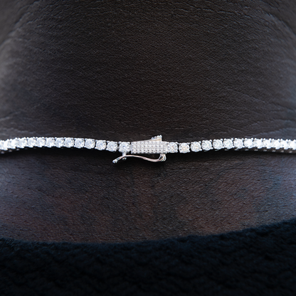 Men's Moissanite Diamond Tennis Chain in White Gold Vermeil- 3mm