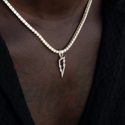 Men's Moissanite Diamond Micro Lightning Bolt Pendant in Yellow Gold Vermeil
