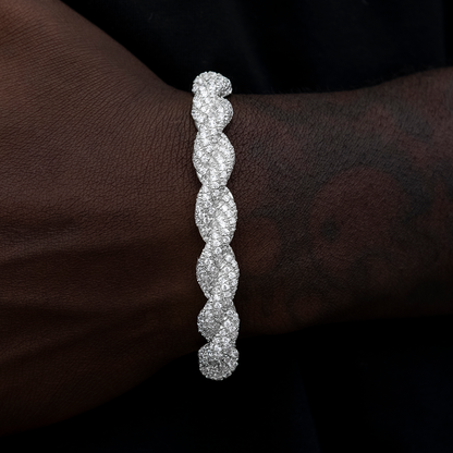 Diamond Rope Cuff Bracelet in White Gold- 10mm