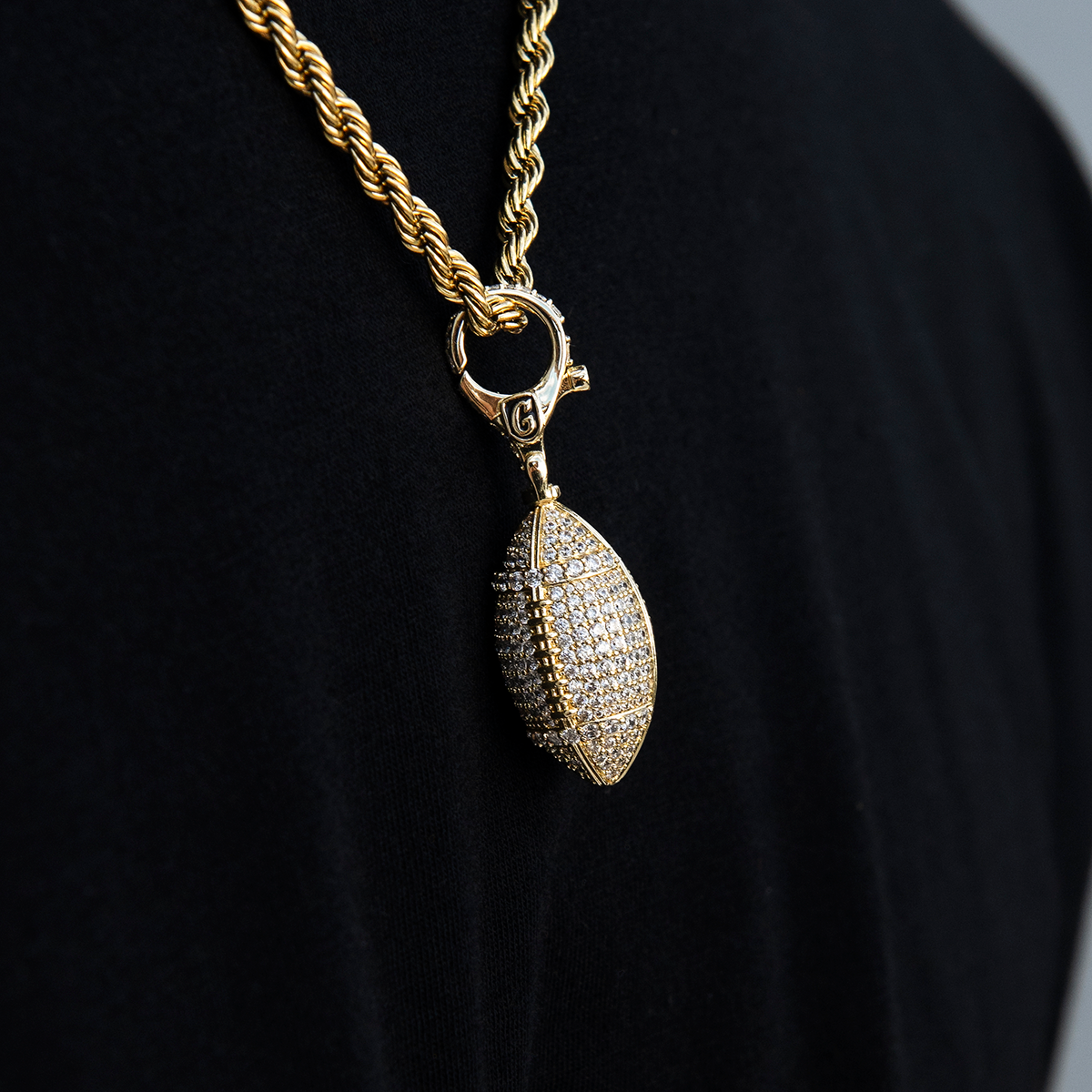 Football Clip On Pendant in Yellow Gold