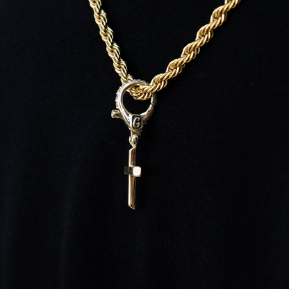 Simple Cross Clip On Pendant in Yellow Gold