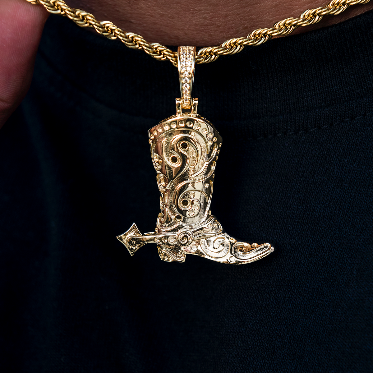 Cowboy Boot Pendant in Yellow Gold