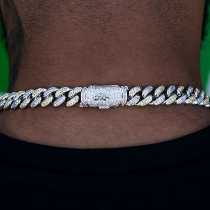 Diamond Cuban Link Chain in White/Yellow Gold- 12mm