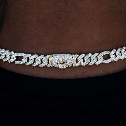 Diamond Figaro Chain in Yellow Gold- 10mm