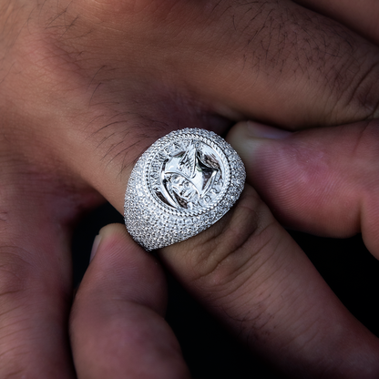 Memento Mori Signet Ring in White Gold Vermeil