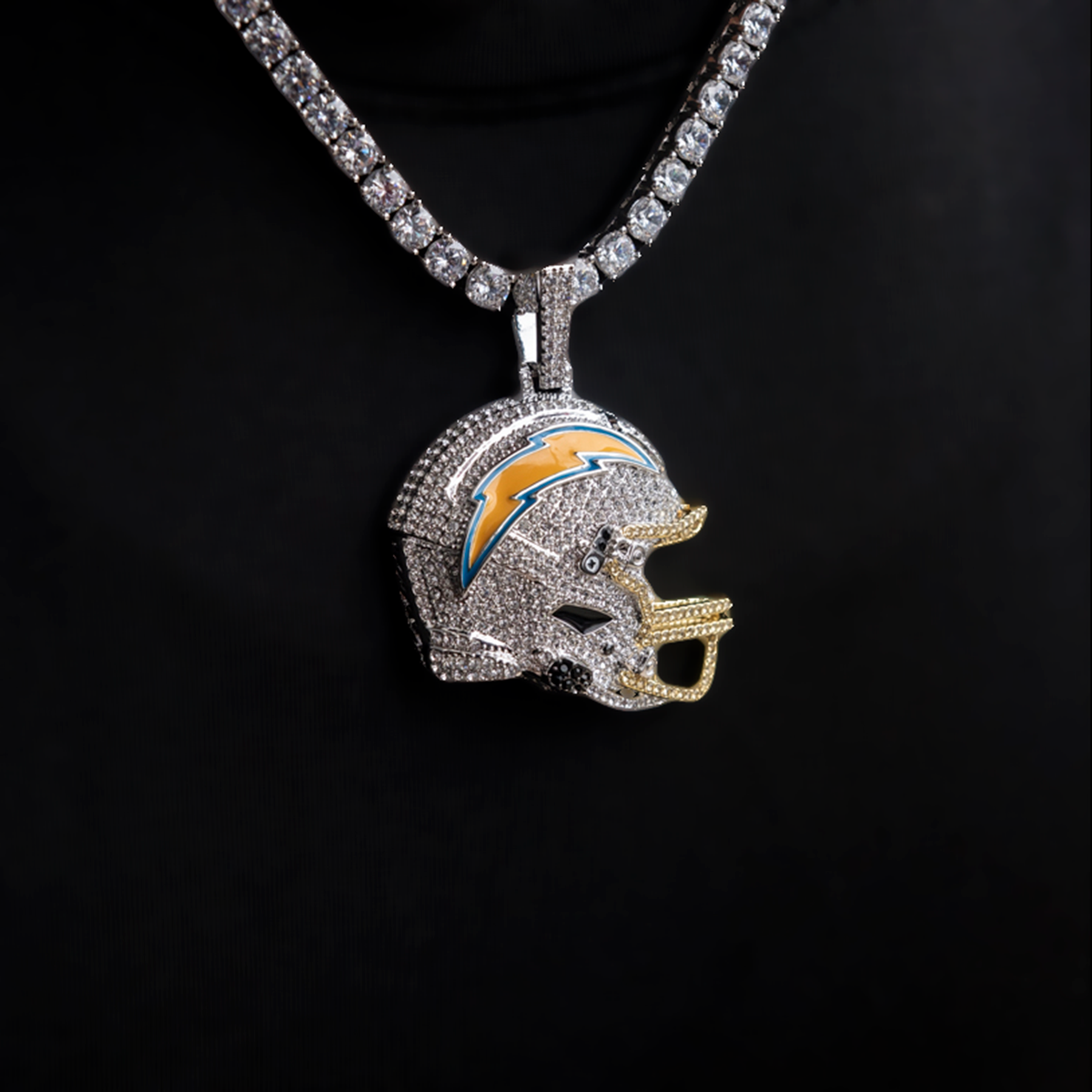 2025 Los Angeles Chargers Team Helmet Pendant - White Gold