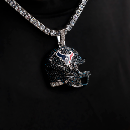 2025 Houston Texans Team Helmet Pendant - White Gold