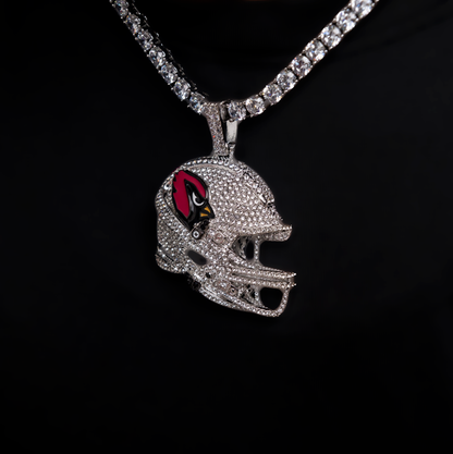 2025 Arizona Cardinals Team Helmet Pendant - White Gold