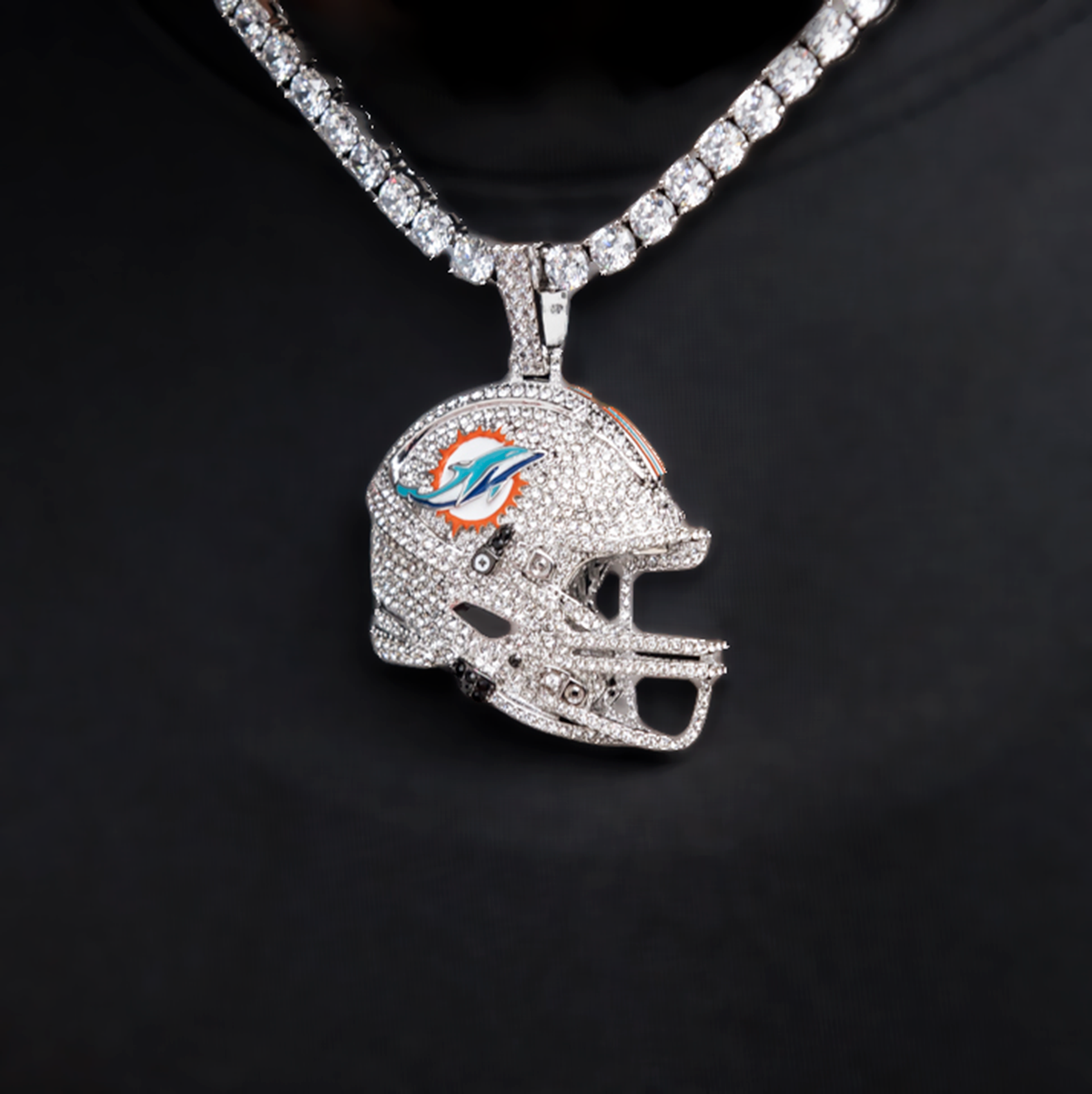 2025 Miami Dolphins Team Helmet Pendant  - White Gold