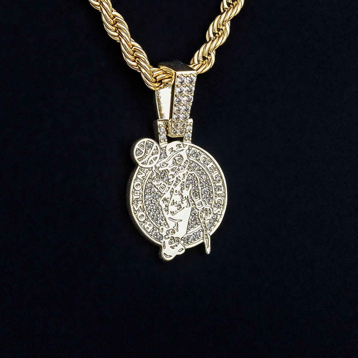 Boston Celtics Official NBA Primary Micro Logo Pendant in Yellow Gold