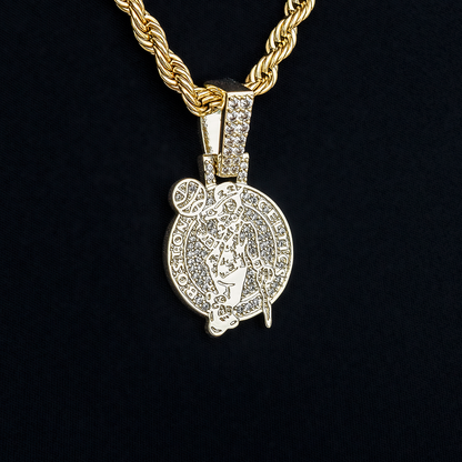 Boston Celtics Official NBA Primary Micro Logo Pendant in Yellow Gold