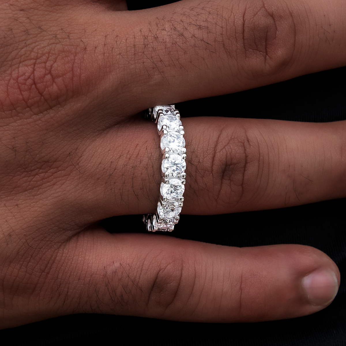 5mm Eternity Band Ring in White Gold Vermeil