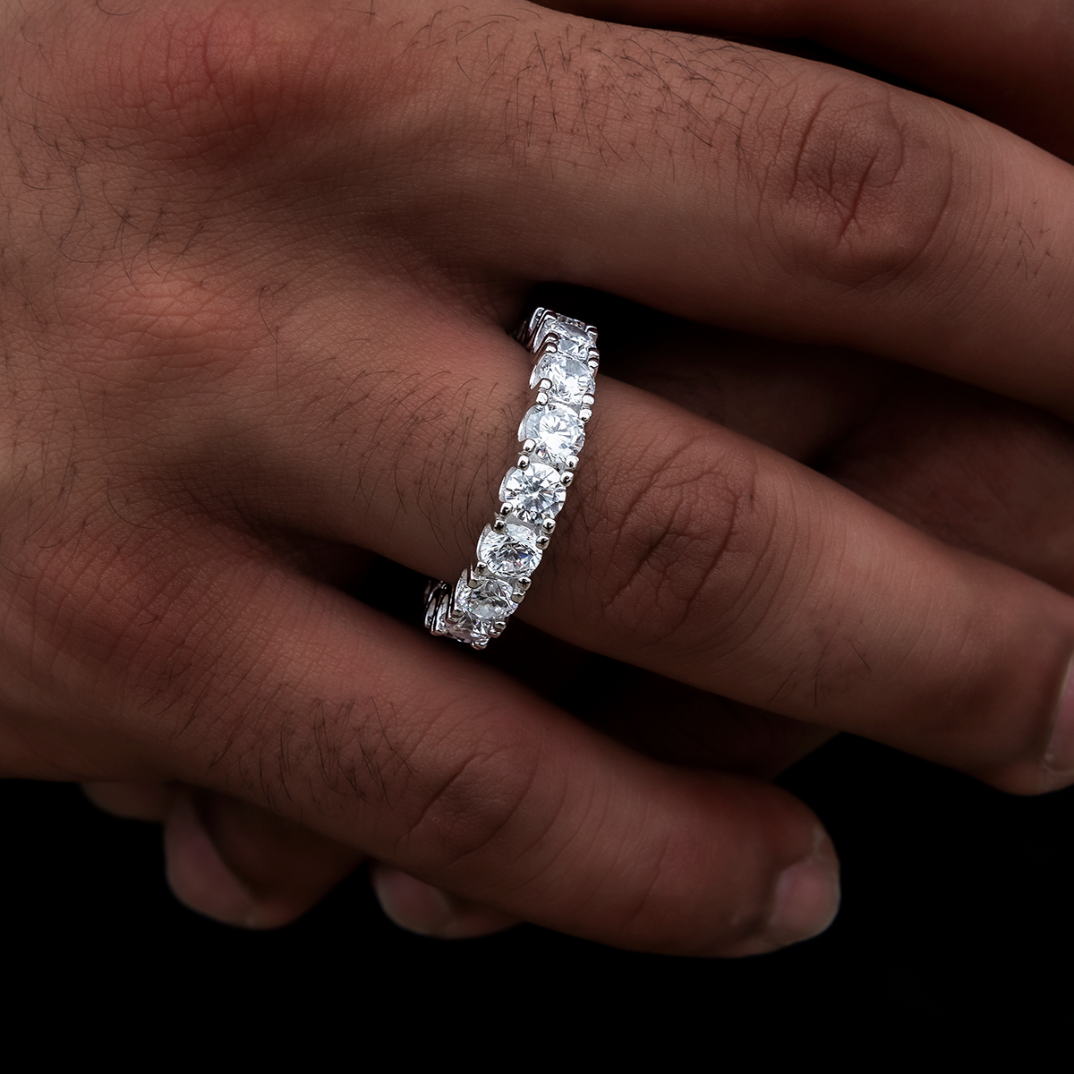 5mm Eternity Band Ring in White Gold Vermeil