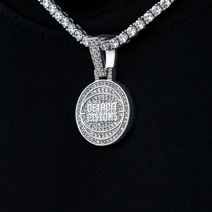 Detroit Pistons Official NBA Micro Logo Pendant in White Gold