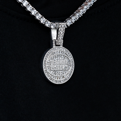 Detroit Pistons Official NBA Micro Logo Pendant in White Gold