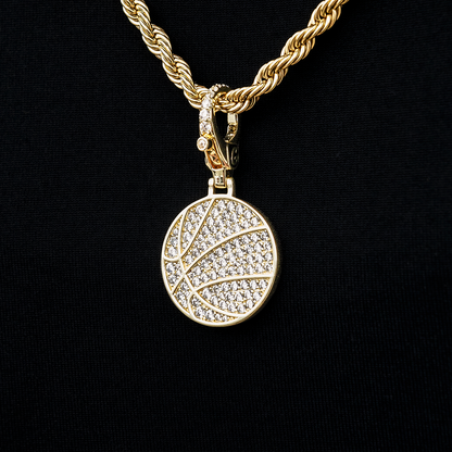 Pave Basketball Clip On Pendant in Yellow Gold