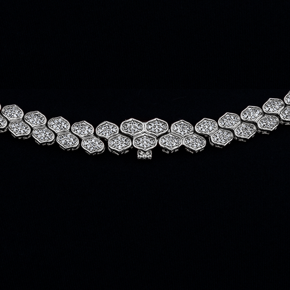 Diamond Pave Flat Snake Link Chain in White Gold-4mm