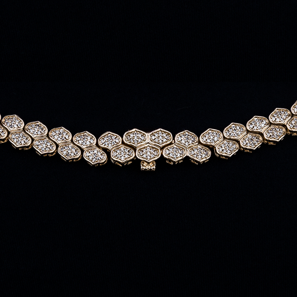 Diamond Pave Flat Snake Link Chain in Yellow Gold-4mm