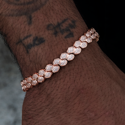 4mm Diamond Pave Flat Snake Link Bracelet - Rose Gold