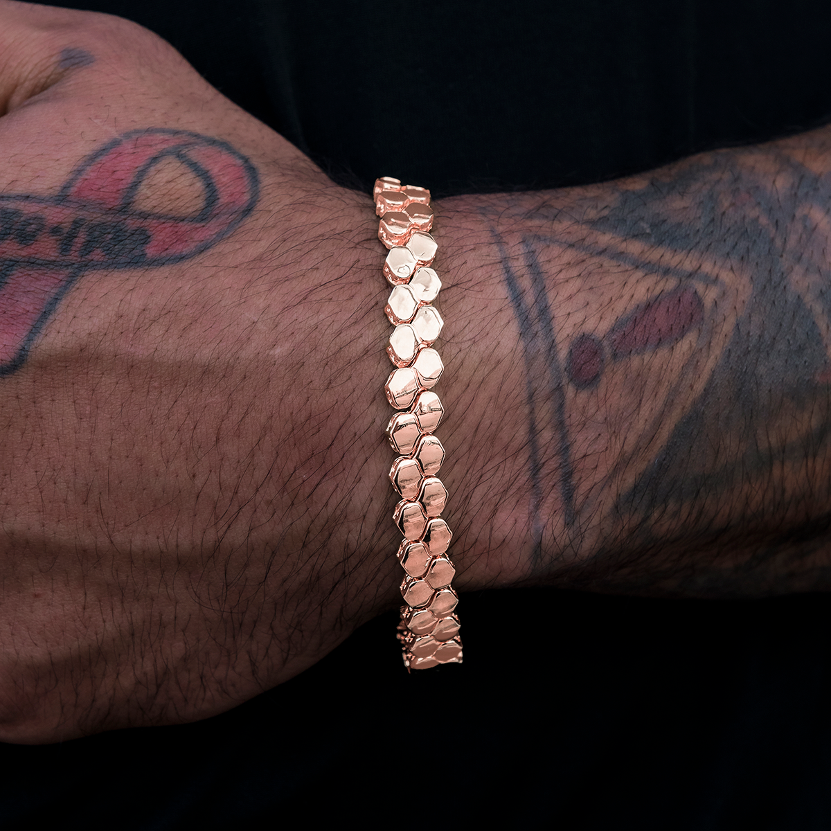 4mm Flat Snake Link Bracelet - Rose Gold
