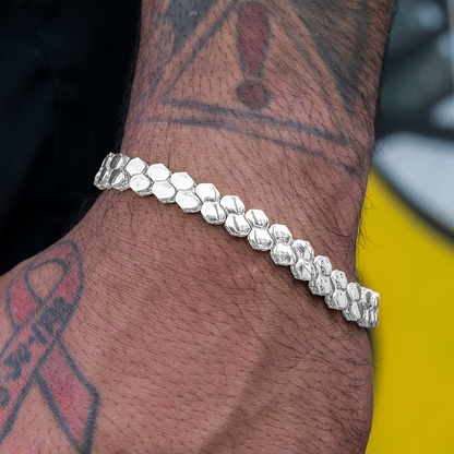 4mm Flat Snake Link Bracelet - White Gold