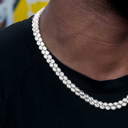 Flat Snake Link Chain in White Gold-4mm