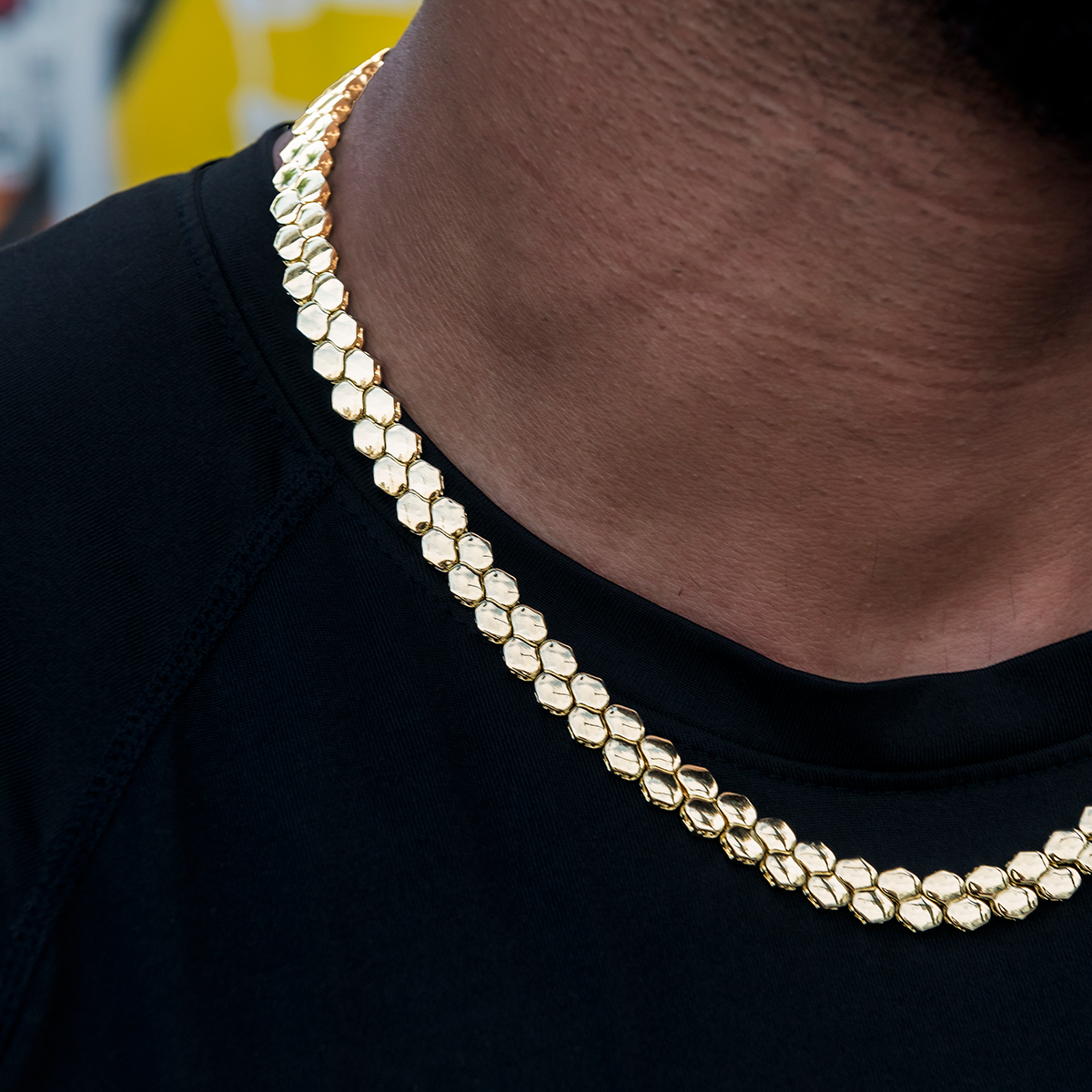 Flat Snake Link Chain in Yellow Gold -4mm