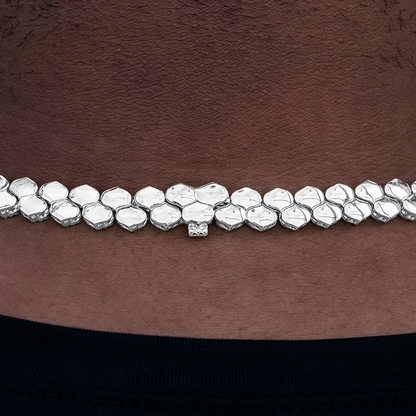 Flat Snake Link Chain in White Gold-4mm