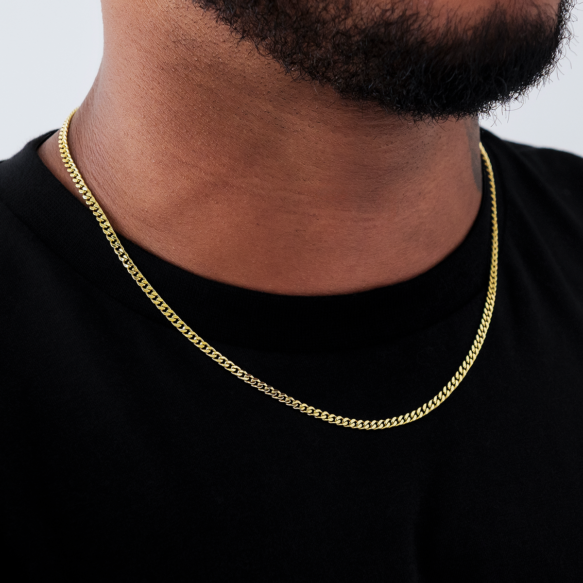 Micro Cuban in Yellow Gold- 3mm
