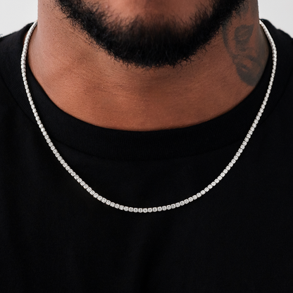 Micro Tennis Necklace in White Gold